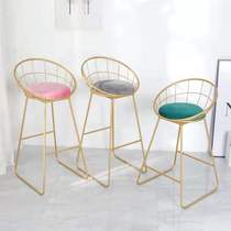 Light luxury bar stool Wrought iron cashier bar chair Front desk Flannel chair Nordic high stool Makeup beauty salon bench