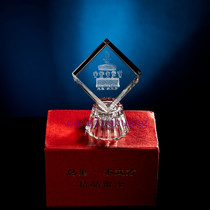 Spot Beijing souvenir 4cm cube crystal inside carved birds nest souvenir Water Cube souvenir decorations