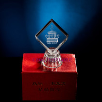Spot Beijing souvenir 4cm cube crystal inside carved birds nest souvenir Water Cube souvenir decorations