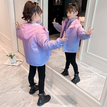 Girls autumn and winter jacket 2022 new childrens three-in-one detachable cotton-padded clothing winter velvet thick assault jacket