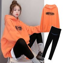 Pregnant Woman Sweatshirt Autumn Clothing Tennis Red Suit Out of fashion Fall Big Code Blouse for pregnancy Spring and autumn in two sets