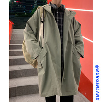 Windbreaker men spring and autumn 2021 new Korean version of the trend in the long thin coat advanced sense cloak cloak jacket
