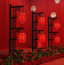 Chinese Palace Lantern Road lead Han and Tang wedding antique iron triple lantern road red sheep skin wedding props