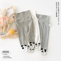 Baby pure cotton large PP pantyhose Spring autumn male and female baby cartoon cute and high waist and belly protection with underpants freshmen even socks pants
