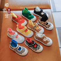 Childrens net red canvas shoes 2021 summer new boys Korean foreign style lazy shoes girls flat heel casual shoes tide