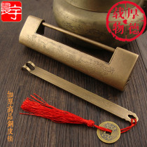 Thickened Chinese old-fashioned pure brass lock lock head antique retro cabinet door lock box horizontal open padlock copper lock
