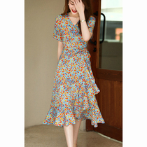Movie swaying brilliant summer dress out a fancy French thin romantic lotus leaf fish tail woman