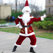Santa Costume Adult Mens Christmas Old Public Gold Velvet Suit Show Dress Up for Christmas Clothing