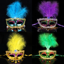 Halloween Ball Performance Mask Adult Show Painted Party Lace Feather Beauty Princess Mask