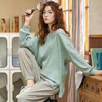 Pajamas Women Spring and Autumn 2021 New Cotton Long Sleeve Tide Thin Korean Sweet Autumn and Winter Home Clothes Set