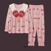 Autumn Net red out women cotton pajamas female spring and autumn long sleeve loose cute can wear cartoon home clothes