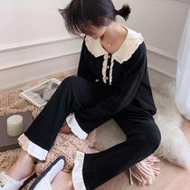 ins sweet doll collar students wear pajamas girls summer long-sleeved trousers Korean home clothes two-piece suit