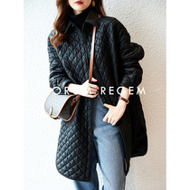 Haining black leather jacket women winter 2021 new large size long loose thin sheep leather plus Cotton