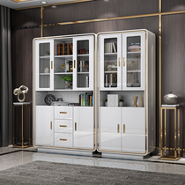 Modern study light luxury bookcase storage rack bookshelf combination simple home living room paint floor-to-ceiling bookcase