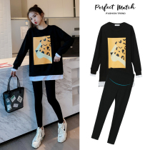 Pregnant womens spring clothing suit stylish style 2022 new small tavewear T-shirt spring autumn-style blouse spring one-piece dress