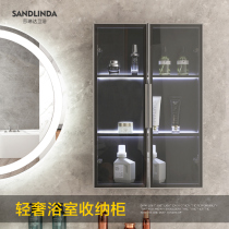 Light luxury toilet storage storage cabinet mirror side cabinet bathroom side narrow cabinet wall above hanging cabinet wall type