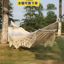 Hammock outdoor swing anti-rollover indoor home outdoor camping dormitory adults children double canvas White in