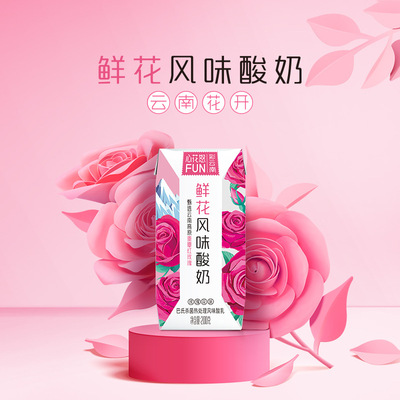 [新希望雪兰心花怒FUN玫瑰鲜花风味酸奶200g*10盒2箱发酵乳酸牛奶]