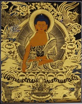 Prajna Tibetan Nepalese Tibetan Lamas pure hand-painted Thangca painting black Tang 49*38cm Sakyamuni Buddha portrait