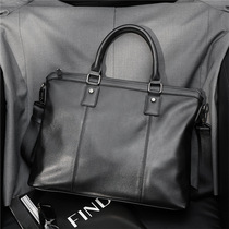 Hong Kong new business horizontal leather briefcase men mens Hand bag fashion one shoulder shoulder bag