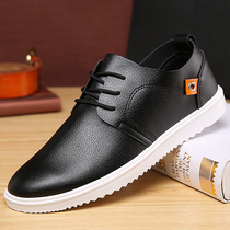 2021 autumn single shoes Korean version of tide casual leather shoes low-top breathable flat shoes waterproof non-slip work shoes