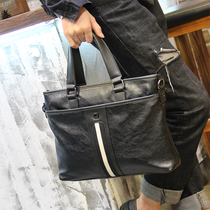 Handbag mens business briefcase Leisure computer trend Korean version shoulder crossbody hand-to-hand backpack Mens bag leather