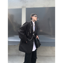 NapLab high street Yamamoto style black chain blazer men and women loose fashion brand trend ruffian handsome casual suit