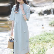 Chuan Dai: Weirou early spring long girl cheongsam daily wear hipster embroidery improved cheongsam