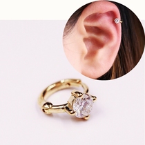 Diamond earrings female real diamond single diamond four-claw earrings ear buckle 18K gold Joker ear bone nail Beijing counter