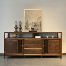 New solid wood Black Walnut sideboard Lemu home new Chinese tea room cabinet wine cabinet short cabinet storage locker entrance cabinet