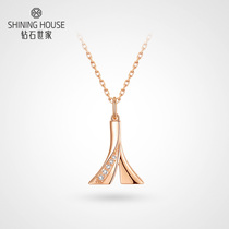 Diamond family diamond pendant letter design diamond necklace 18k gold rose gold clavicle pendant Womens new