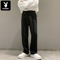 Playboy mens small trousers Spring and Autumn Korean version of the trend straight tube loose SAG casual suit long pants