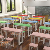 Primary and middle school training class table and chairs stool single double kindergarten study Manual Painting Art Training Tutoring Table