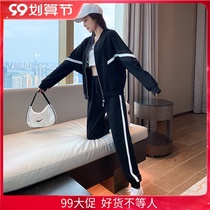 Korean leisure sports suit women 2021 New Age reduction thin size autumn two-piece foreign-style women