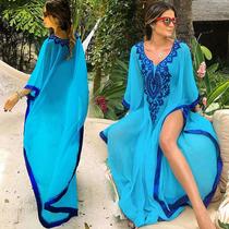 Fire Phoenix-Xinnu 851 Embroidered Extra Large Loose Dress Swimsuit Blouse Beach Sunscreen Clothes European and American Hot Sale