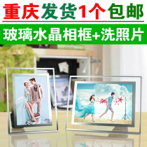 Simple Crystal photo frame glass table ornaments 6 7 10 inch wedding photo printing studio baby frame