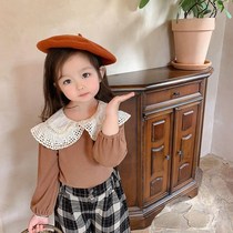Girl base shirt autumn new little girl coat girl long sleeve Korean T-shirt baby solid color foreign coat