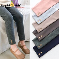 Embroidery buckle ~ girl to beat bottom pants thread cotton high elastic long pants CUHK child spring and autumn style sashimi casual pants