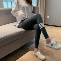 European station gray cotton leggings women wear autumn and winter new elastic thread tights tight nine sports tide