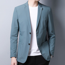 Ultra-thin blazer mens spring and summer breathable sunscreen single west top Young and middle-aged mens light luxury casual small suit