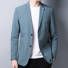 Suit jacket men's spring and autumn breathable sunscreen single West jacket top young men's light luxury casual small suit