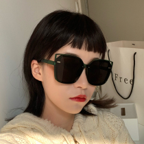 Cat ears oversized box green sunglasses ladies Korean version of ins retro street photo face small polarized sunglasses