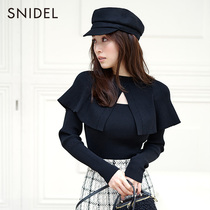 SNIDEL2022 autumn and winter new products sweet and gentle solid color lotus leaf shawl knitted sweater SWNT224131