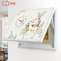 Electric meter box decoration painting with clock distribution box shielding painting electric gate box electric box hanging painting European living room weak power box
