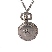 Small pocket watch Silver Crown retro pocket watch men flip couple quartz pocket watch women