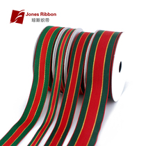 Red and green gilt ribbon Christmas gift packaging ribbon stripe decorative ribbon thin striped belt 9 m webbing