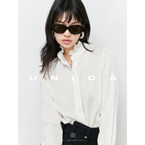 UNICA 4 color strong push will lose_French classical romantic petal collar stacked magic weapon 100% Silk treasure shirt