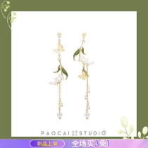 Original design wind chimes flower Super fairy 925 silver needle earrings silverless earring ear clip female