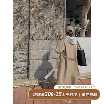 Chen Yushi ◆ Mid-length lace up waist knee windbreaker female 2021 autumn and winter New Korean version of temperament jacket