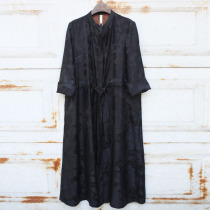 Heni original design silk mulberry silk black heavy satin jacquard fragrant cloud gauze phoenix wear peony series